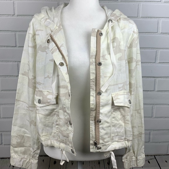 🔥SANCTUARY🔥HOODED WHITE LINEN CAMO JACKET SMALL NWT - Picture 10 of 10